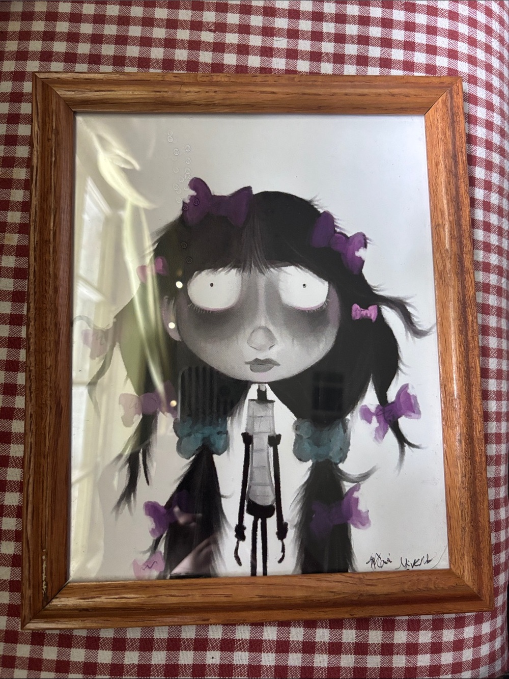 Purple Bow Girl Framed Home Art Print - Original Artwork - Mari Givens Art